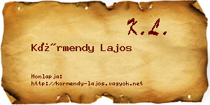 Körmendy Lajos névjegykártya