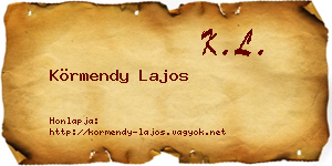 Körmendy Lajos névjegykártya